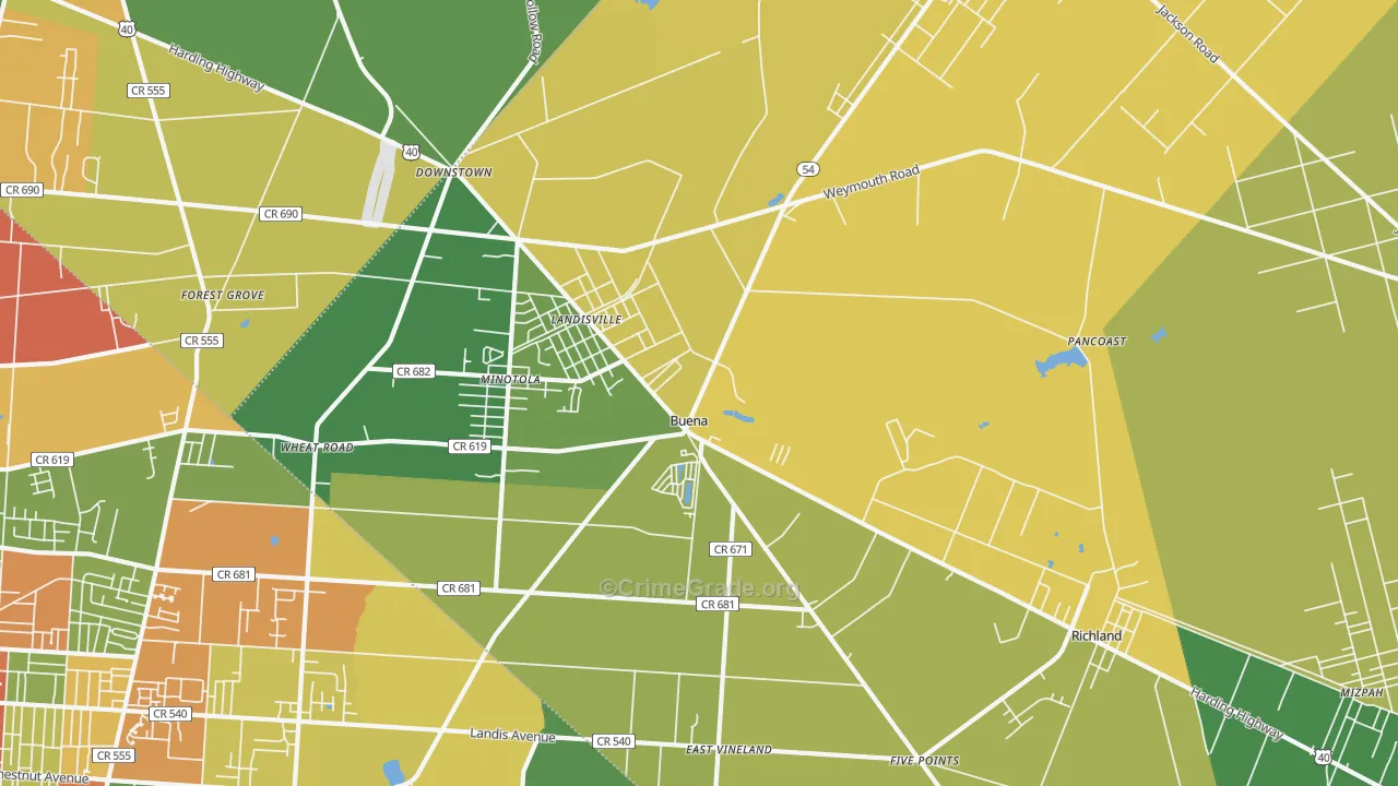 Buena, NJ Map of Vandalism Rates
