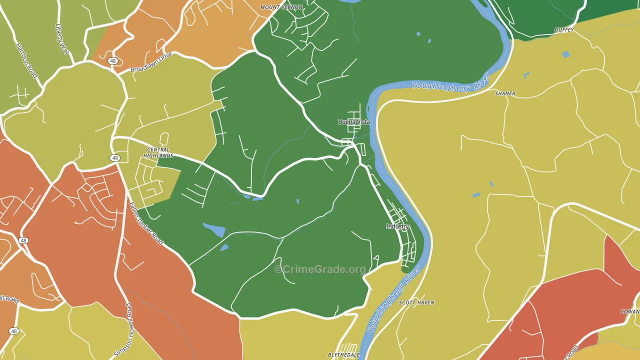 Buena Vista, PA Map of Vandalism Rates