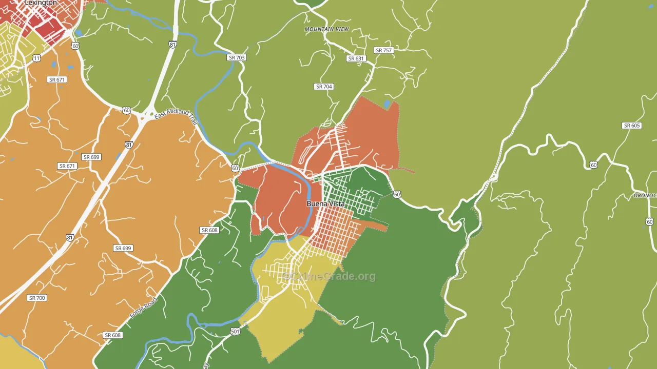 Buena Vista, VA Map of Vandalism Rates