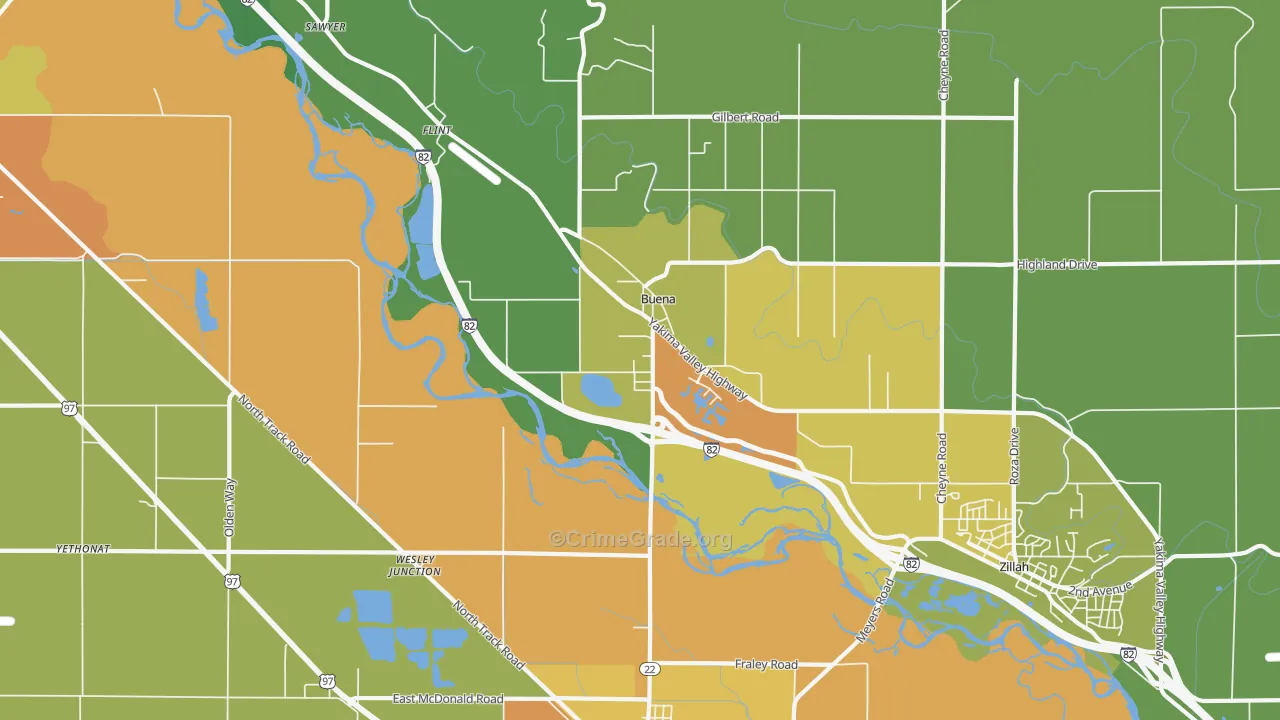 Buena, WA Map of Vandalism Rates