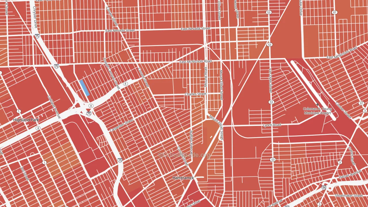 Buffalo Charles, Detroit, MI Map of Vandalism Rates