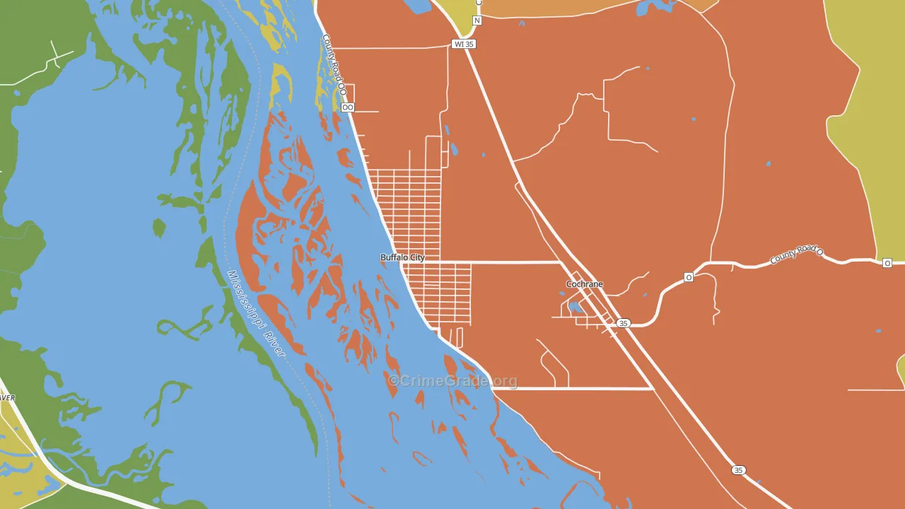 Buffalo City, WI Map of Vandalism Rates