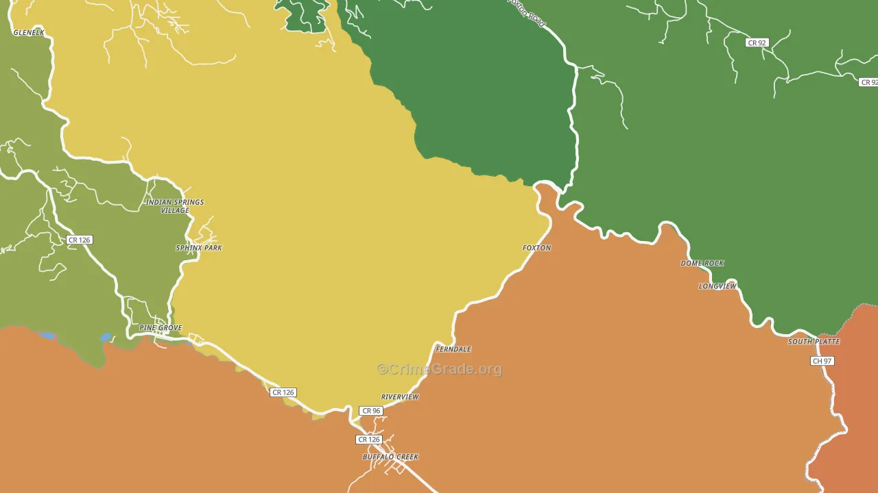 Buffalo Creek, CO Map of Vandalism Rates