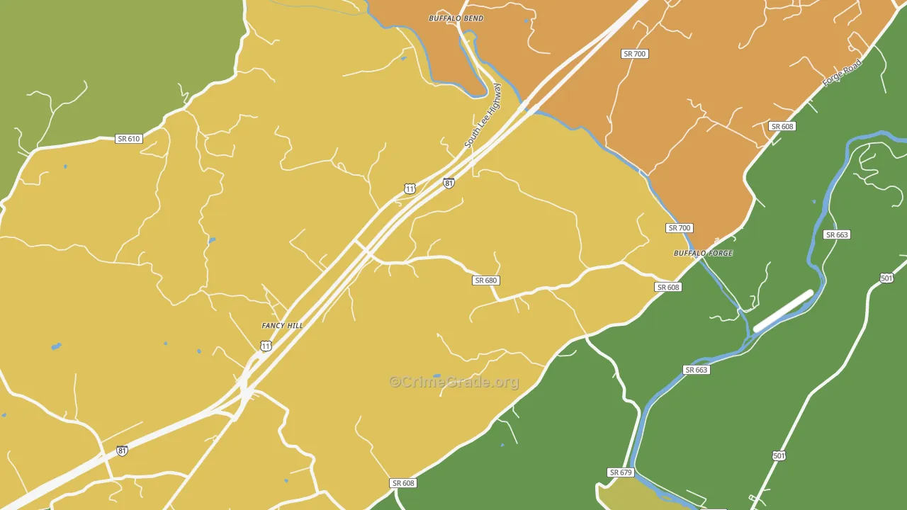 Buffalo Forge, VA Map of Vandalism Rates