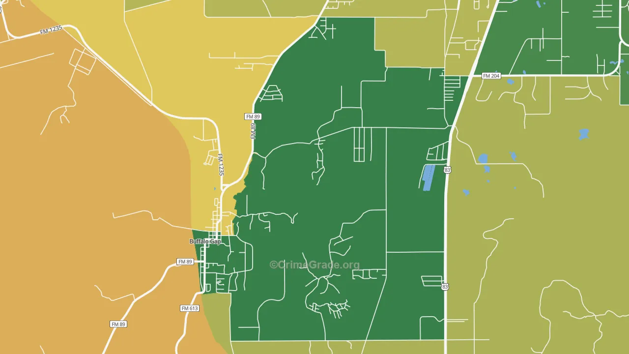 Buffalo Gap, TX Map of Vandalism Rates