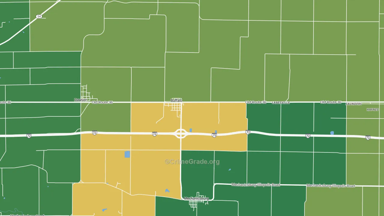 Buffalo, IL Map of Vandalism Rates