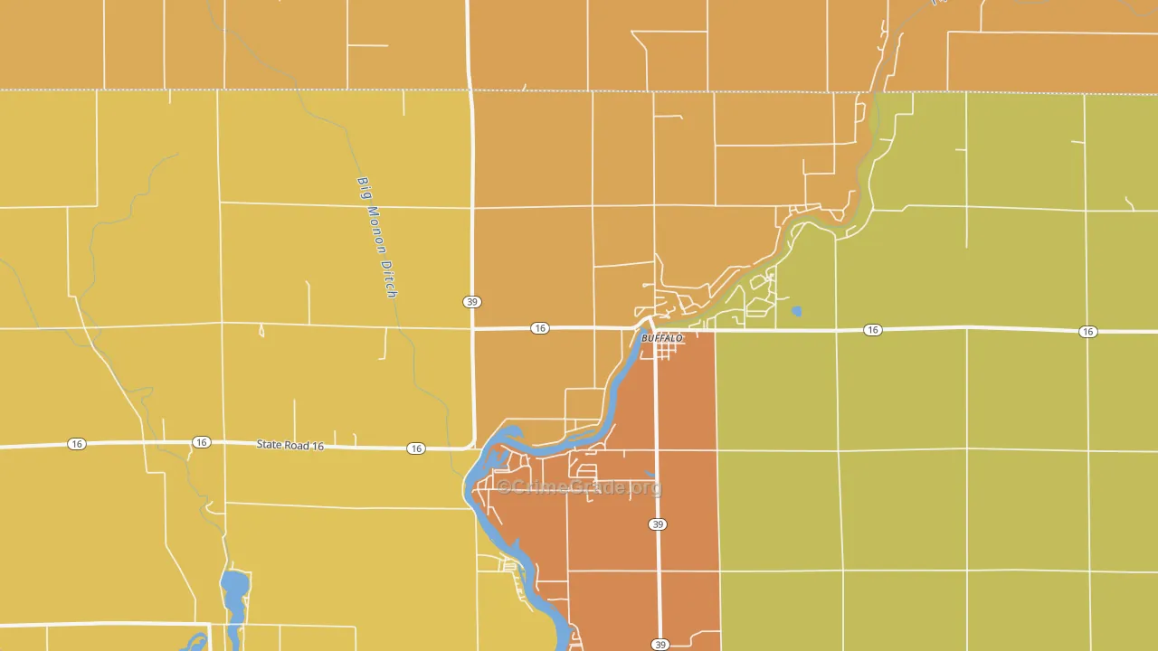 Buffalo, IN Map of Vandalism Rates