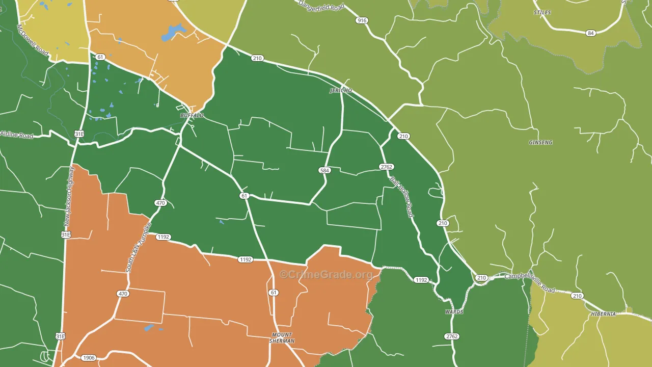 Buffalo, KY Map of Vandalism Rates