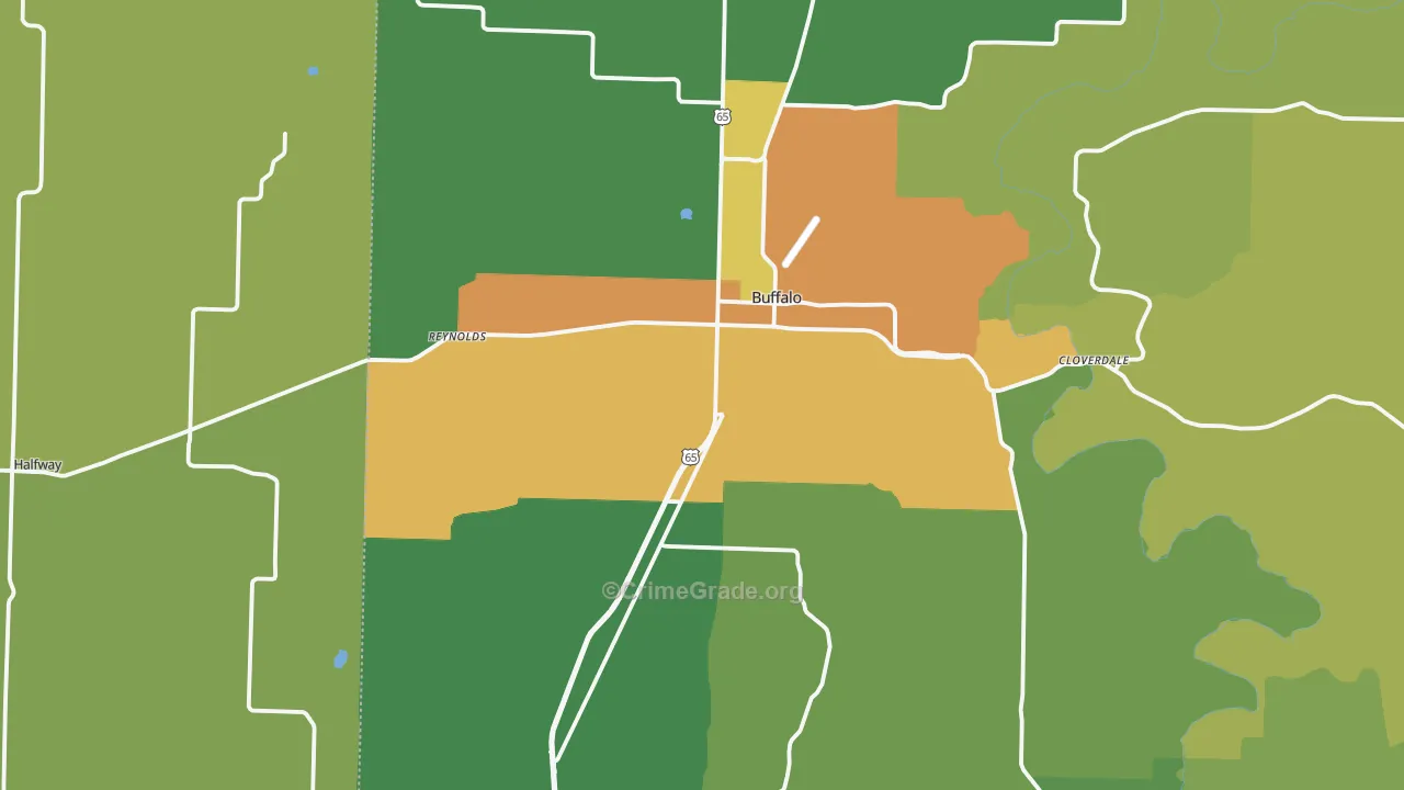 Buffalo, MO Map of Vandalism Rates
