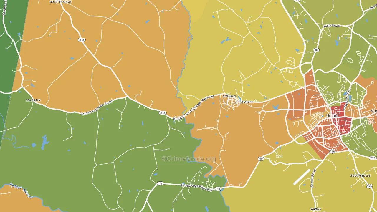 Buffalo, SC Map of Vandalism Rates
