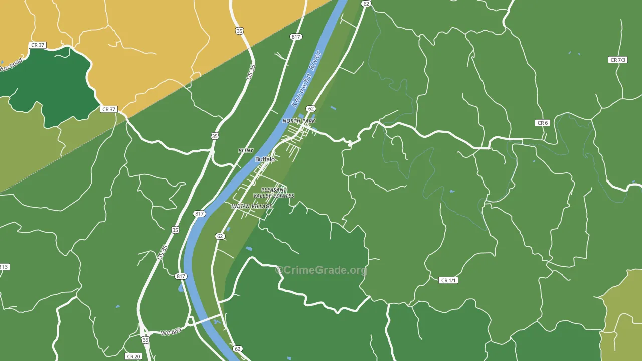Buffalo, WV Map of Vandalism Rates