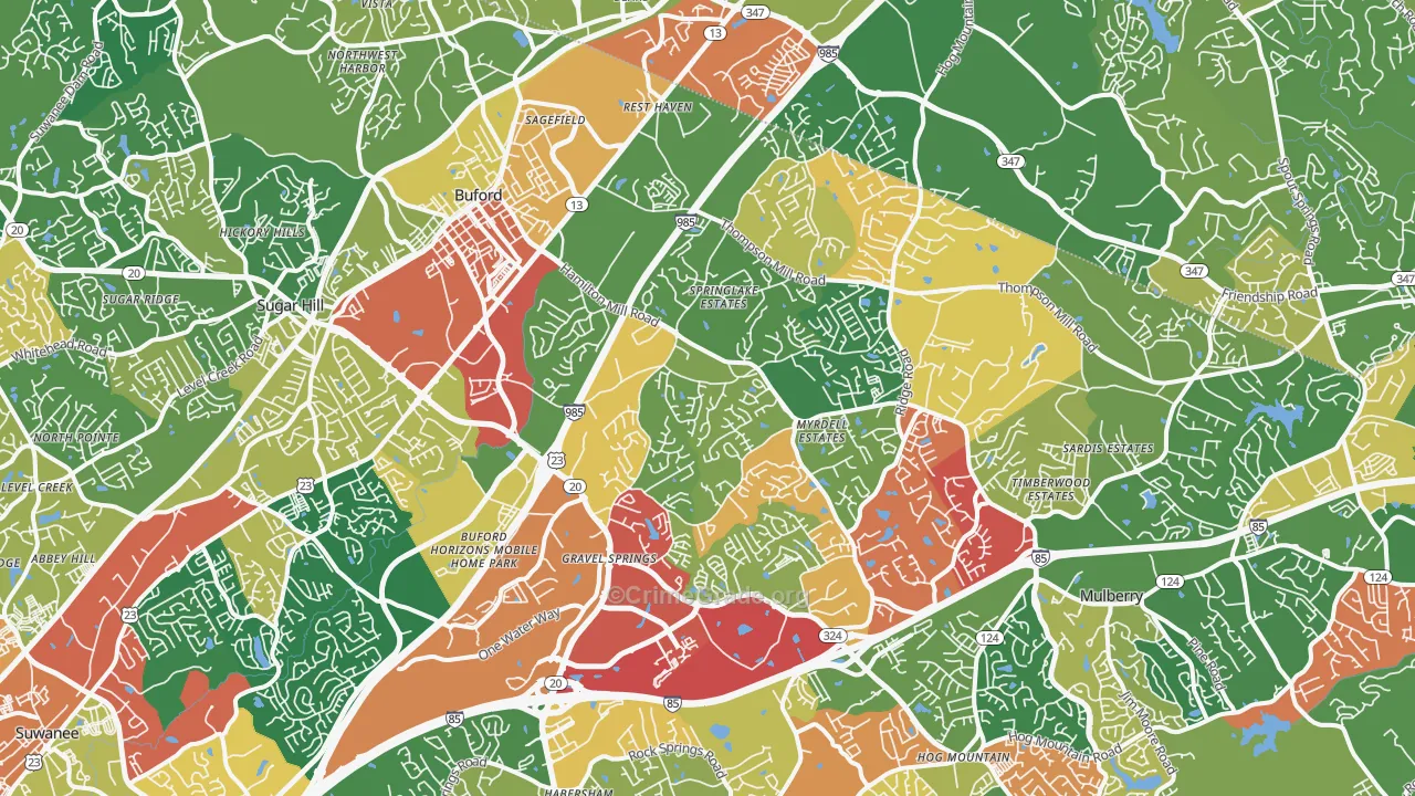 Buford, GA Map of Vandalism Rates