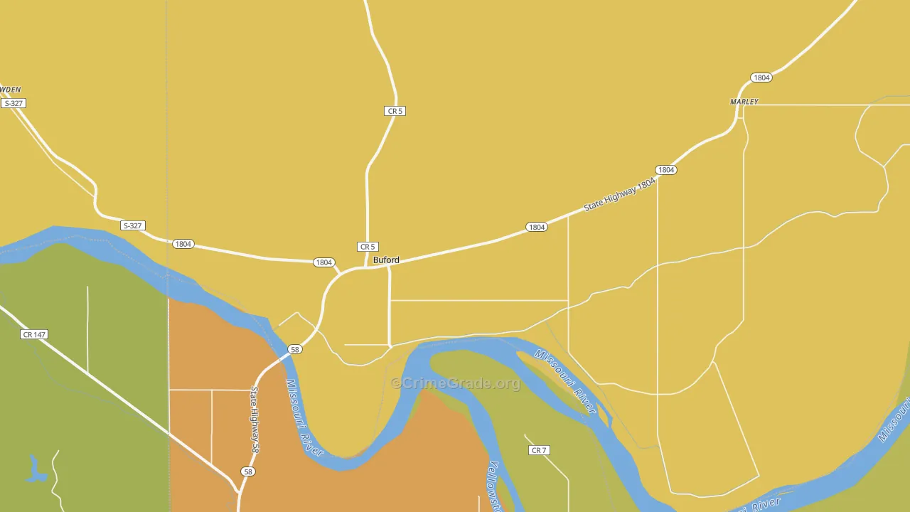 Buford, ND Map of Vandalism Rates