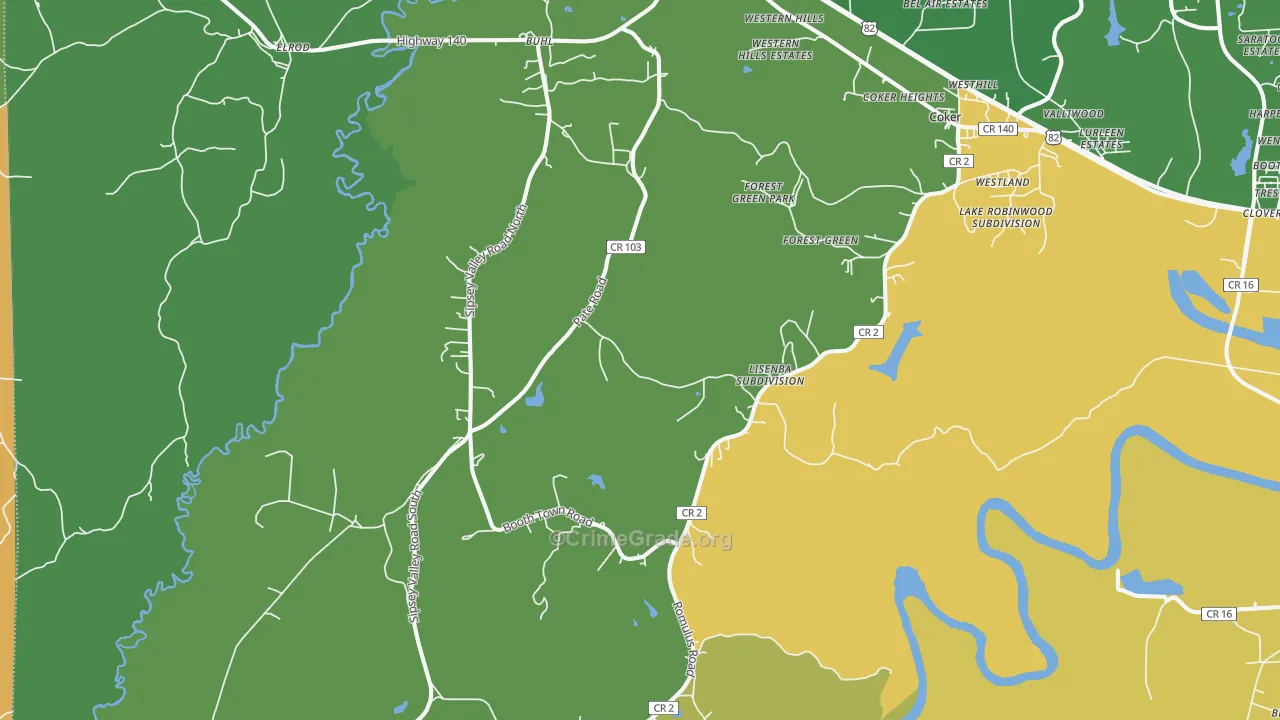 Buhl, AL Map of Vandalism Rates