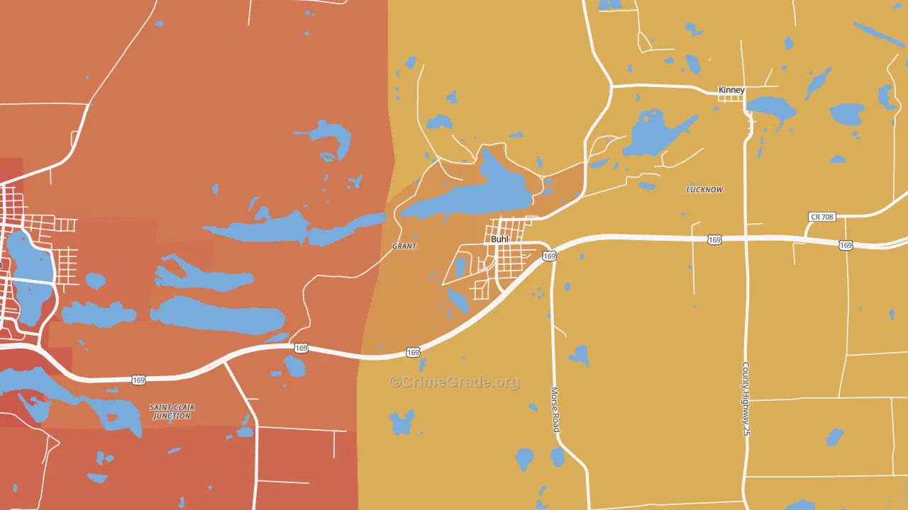 Buhl, MN Map of Vandalism Rates