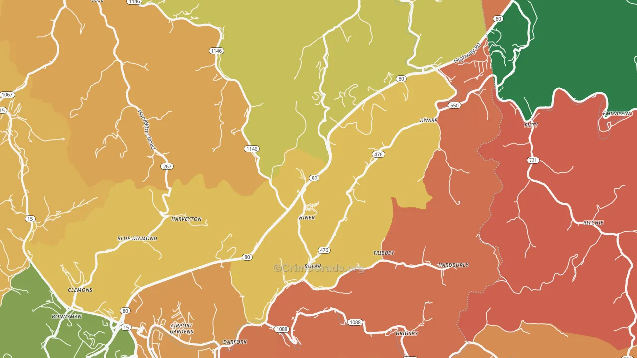 Bulan, KY Map of Vandalism Rates