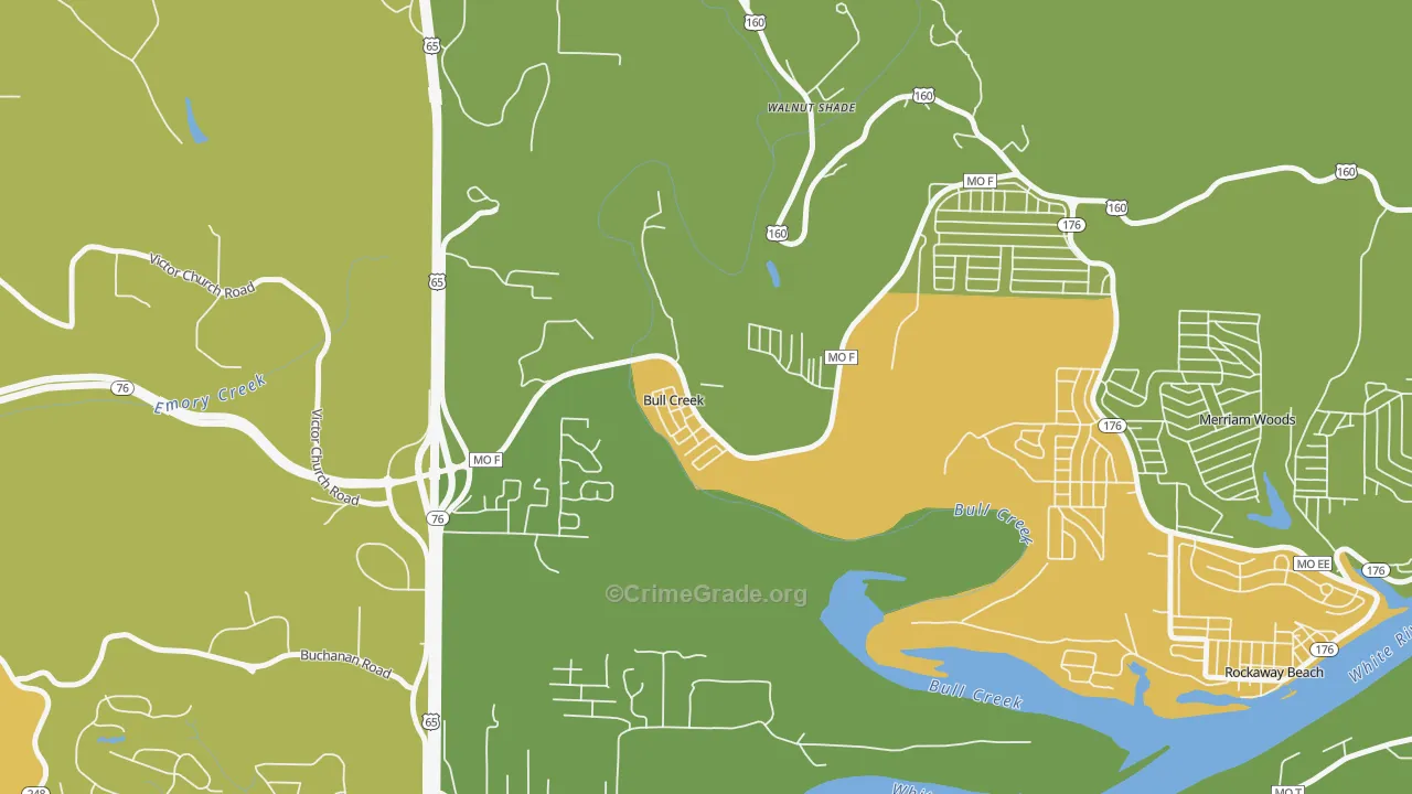 Bull Creek, MO Map of Vandalism Rates