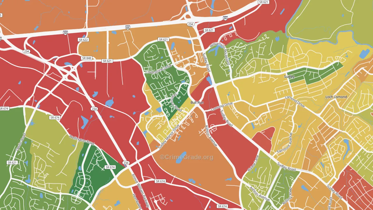 Bull Run, VA Map of Vandalism Rates