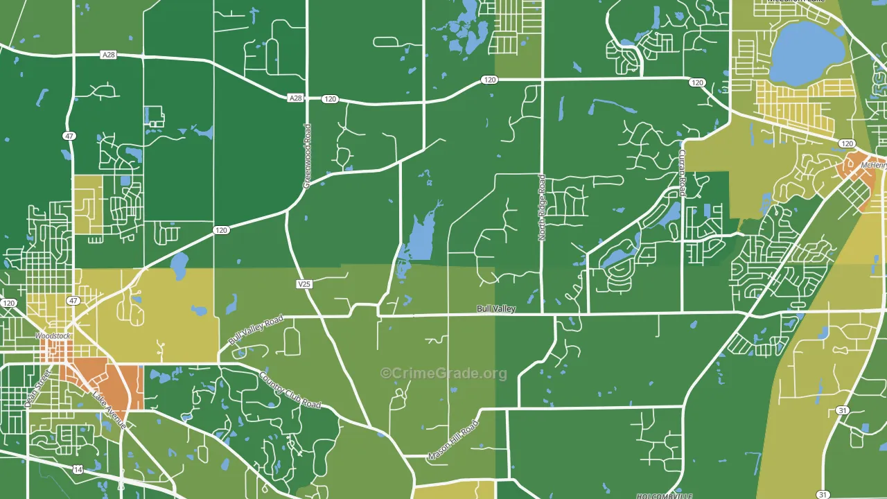 Bull Valley, IL Map of Vandalism Rates