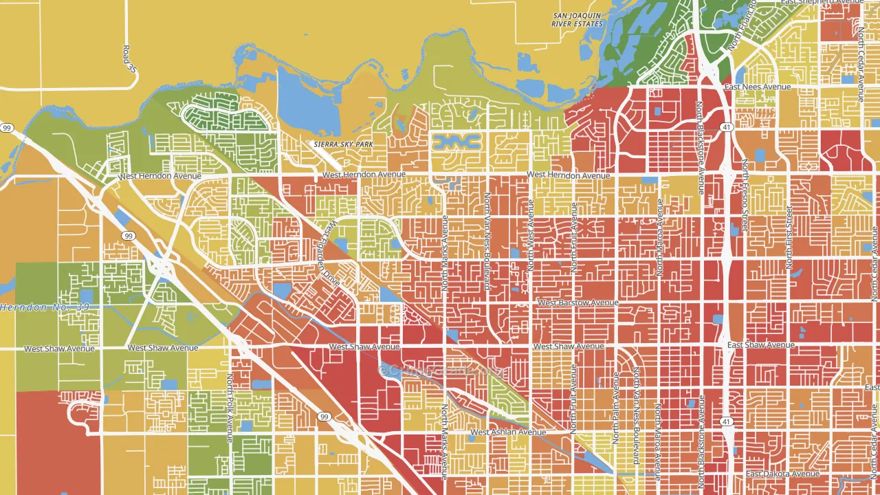 Bullard, Fresno, CA Map of Vandalism Rates