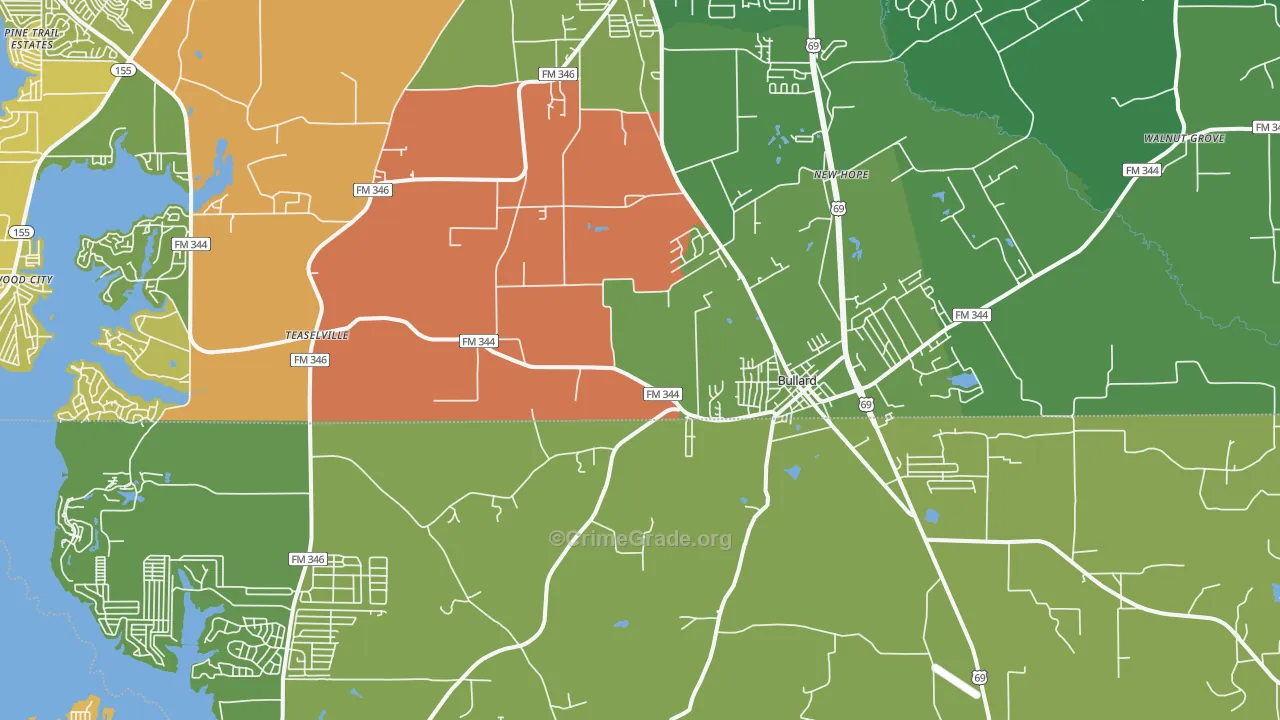 Bullard, TX Map of Vandalism Rates