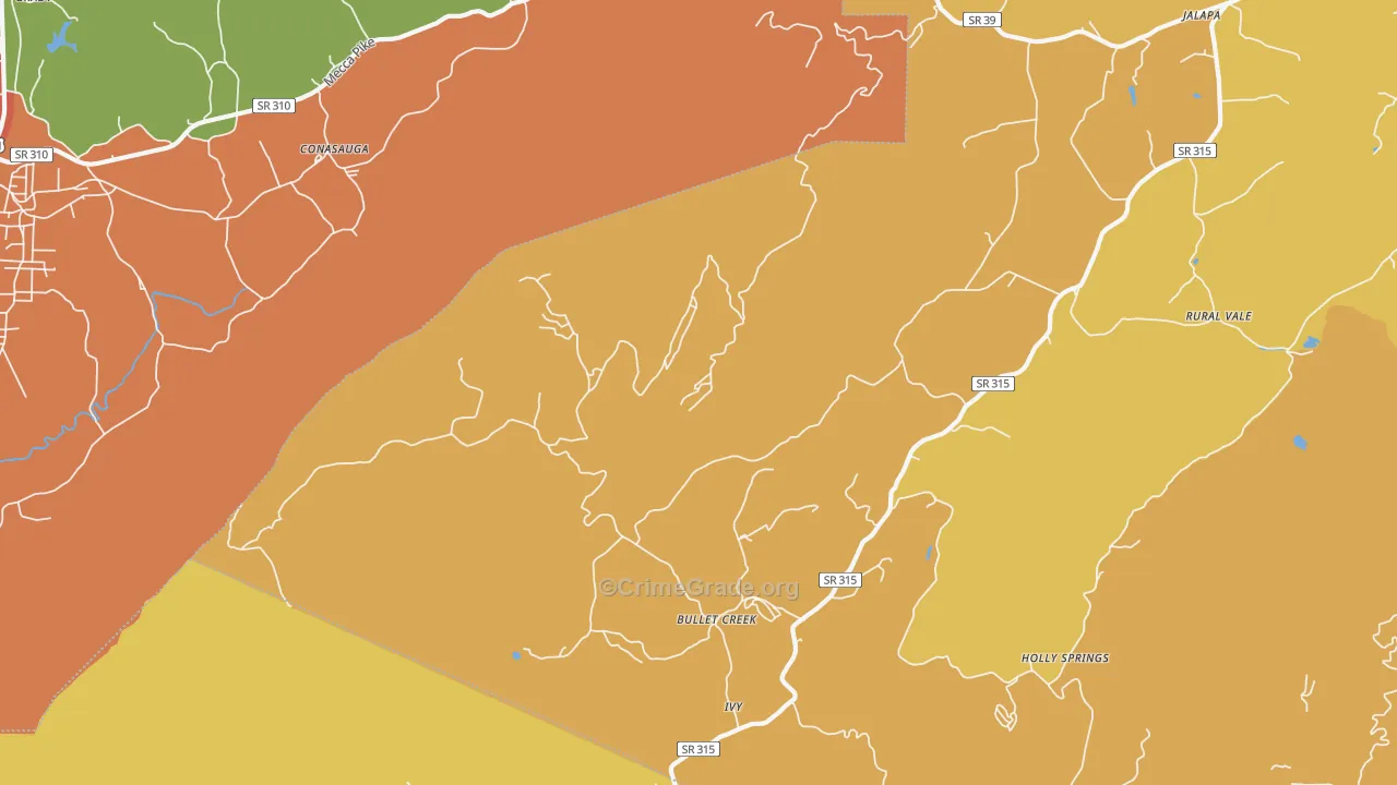 Bullet Creek, TN Map of Vandalism Rates