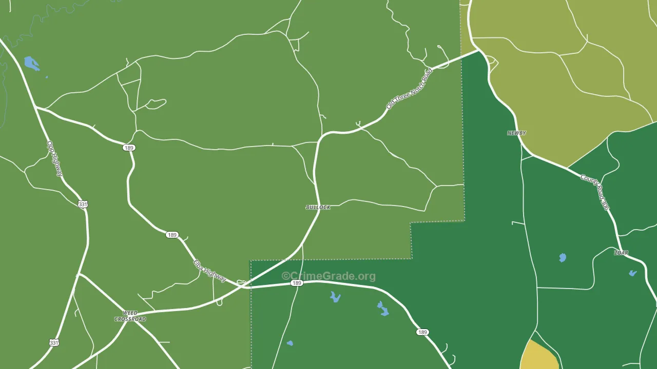 Bullock, AL Map of Vandalism Rates