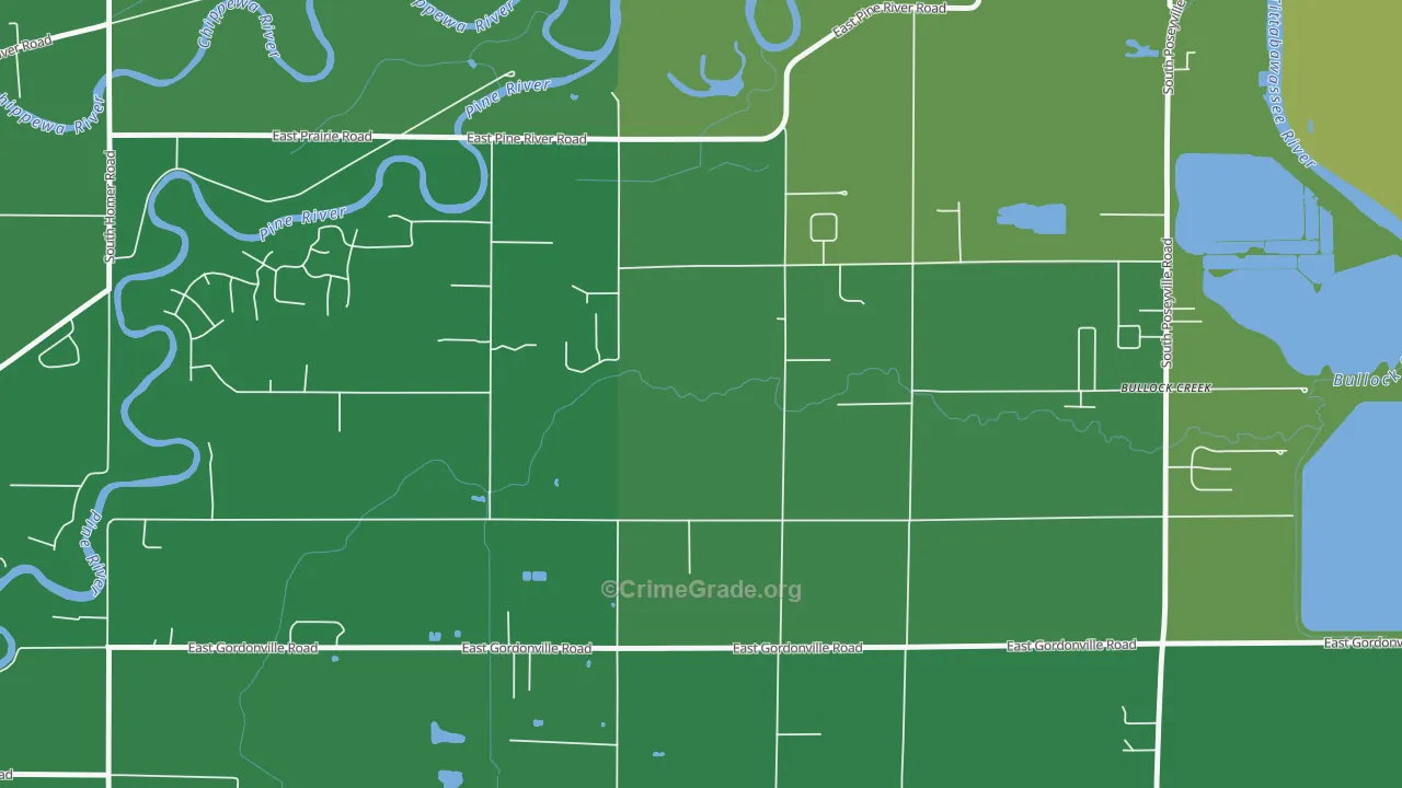 Bullock Creek, MI Map of Vandalism Rates