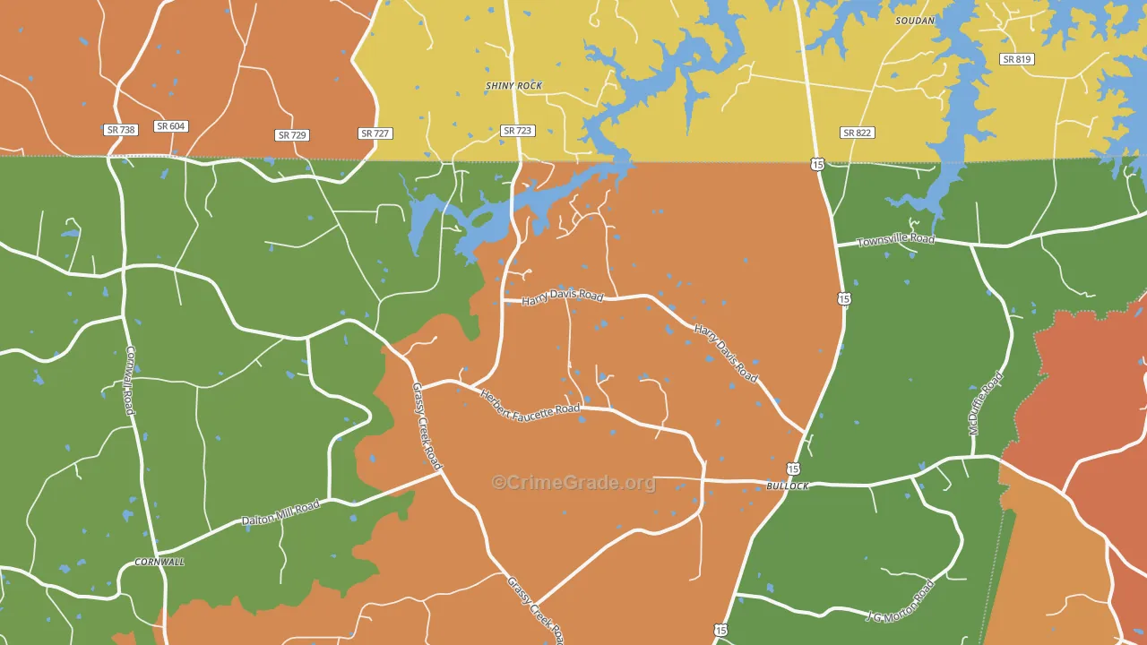 Bullock, NC Map of Vandalism Rates