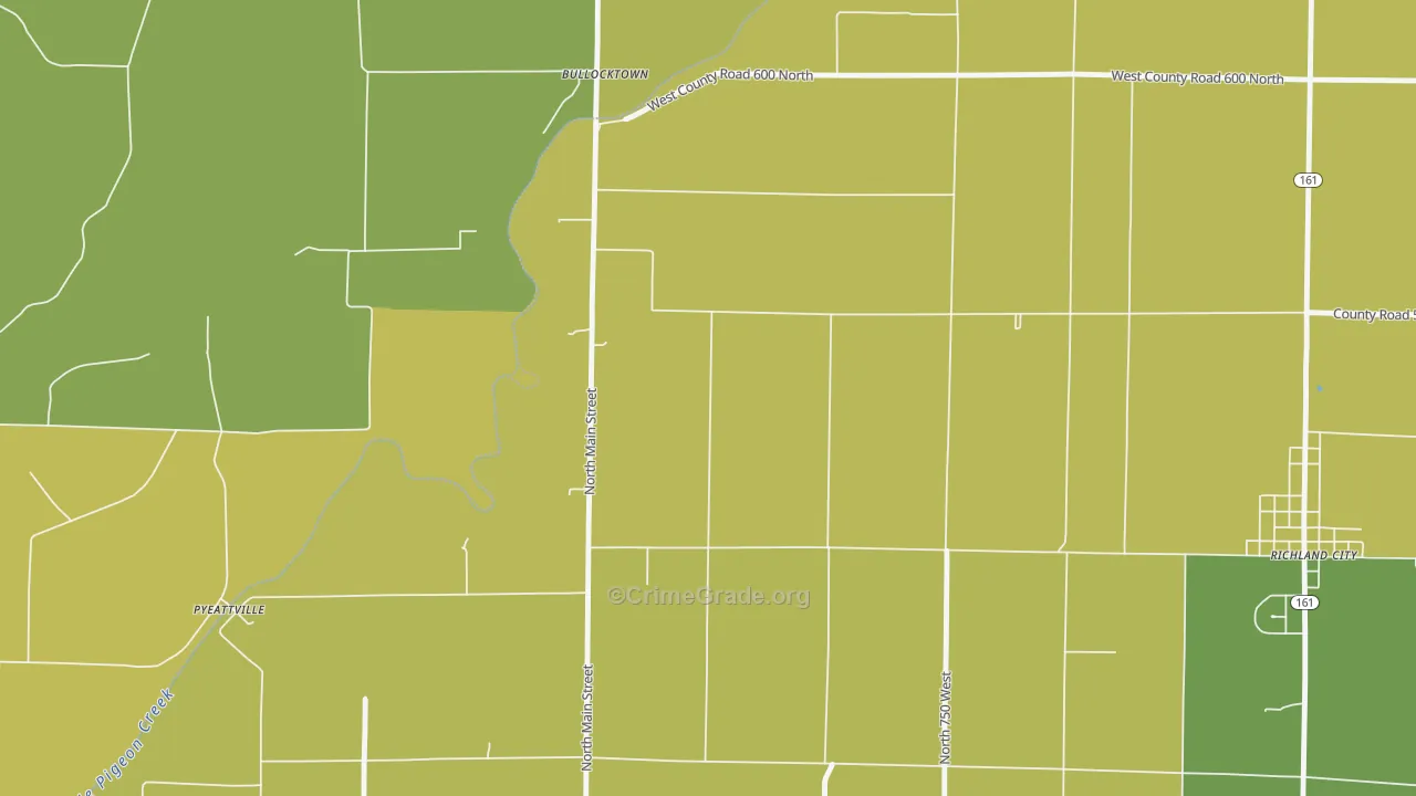 Bullocktown, IN Map of Vandalism Rates