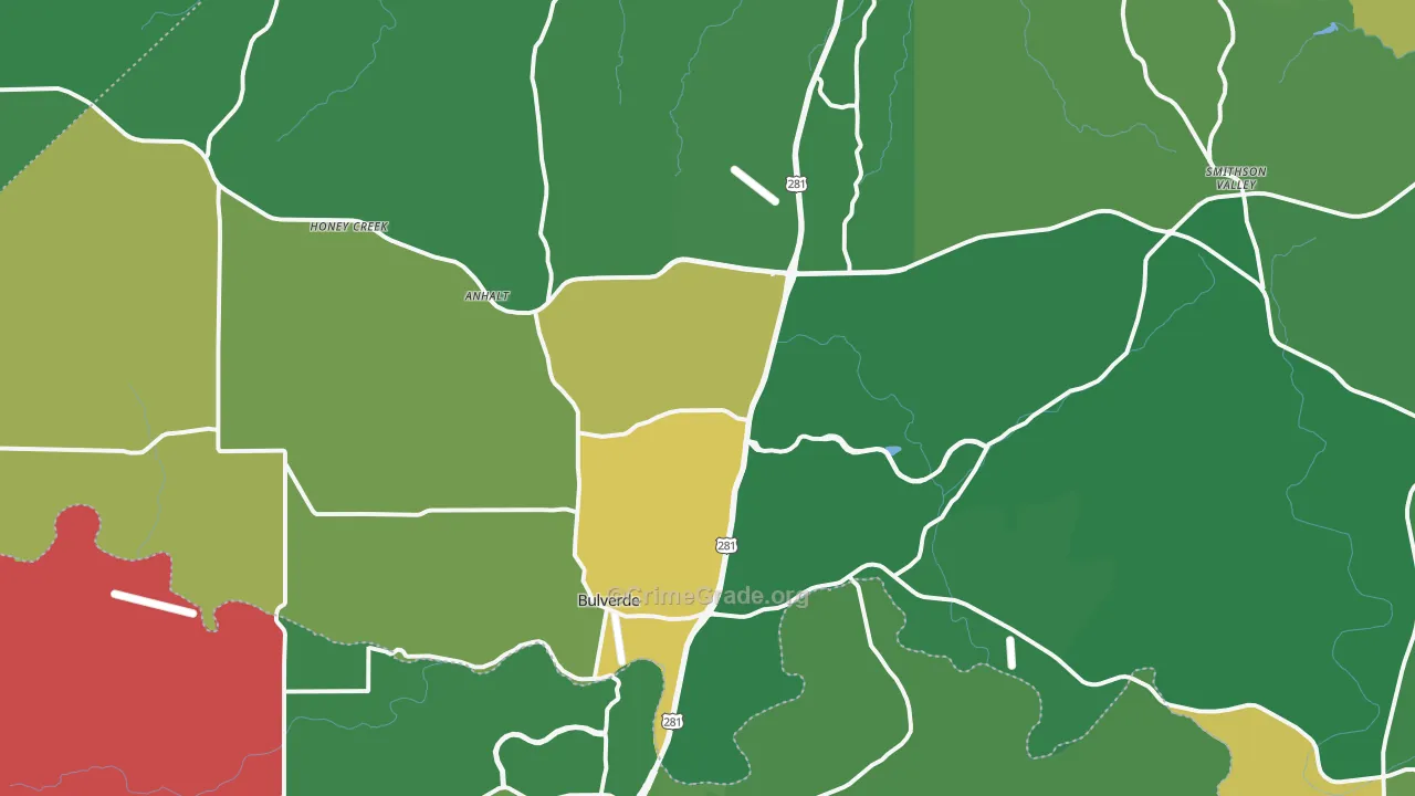 Bulverde, TX Map of Vandalism Rates