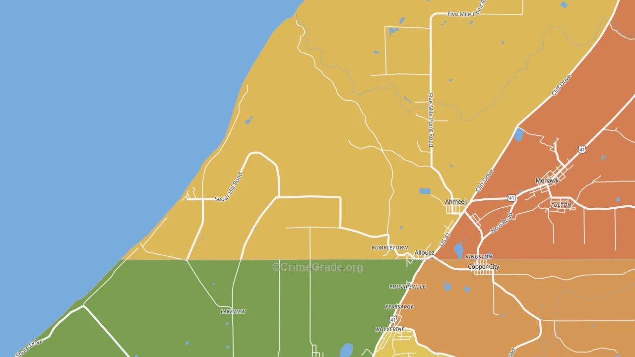 Bumbletown, MI Map of Vandalism Rates