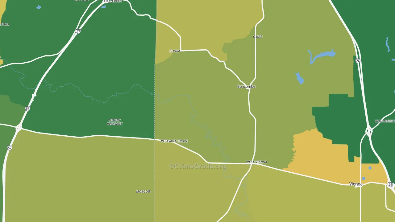 Buncombe, IL Map of Vandalism Rates