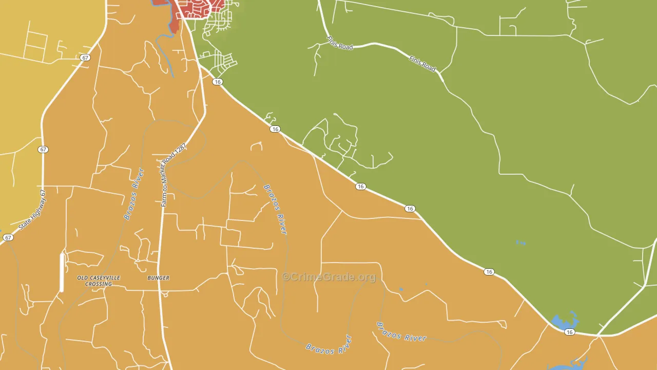 Bunger, TX Map of Vandalism Rates