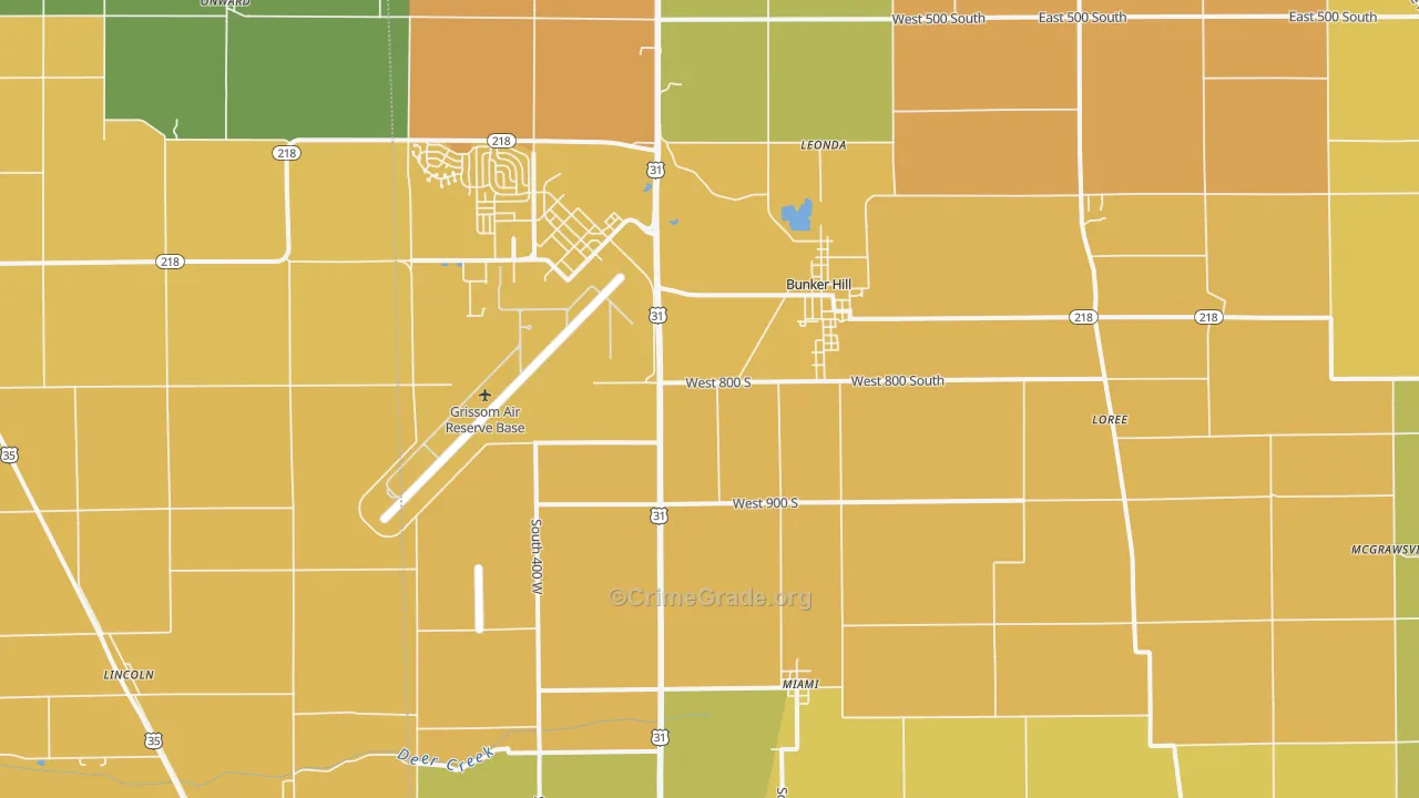 Bunker Hill, IN Map of Vandalism Rates