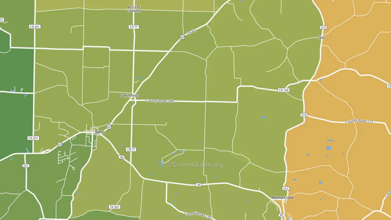 Bunker Hill, OH Map of Vandalism Rates