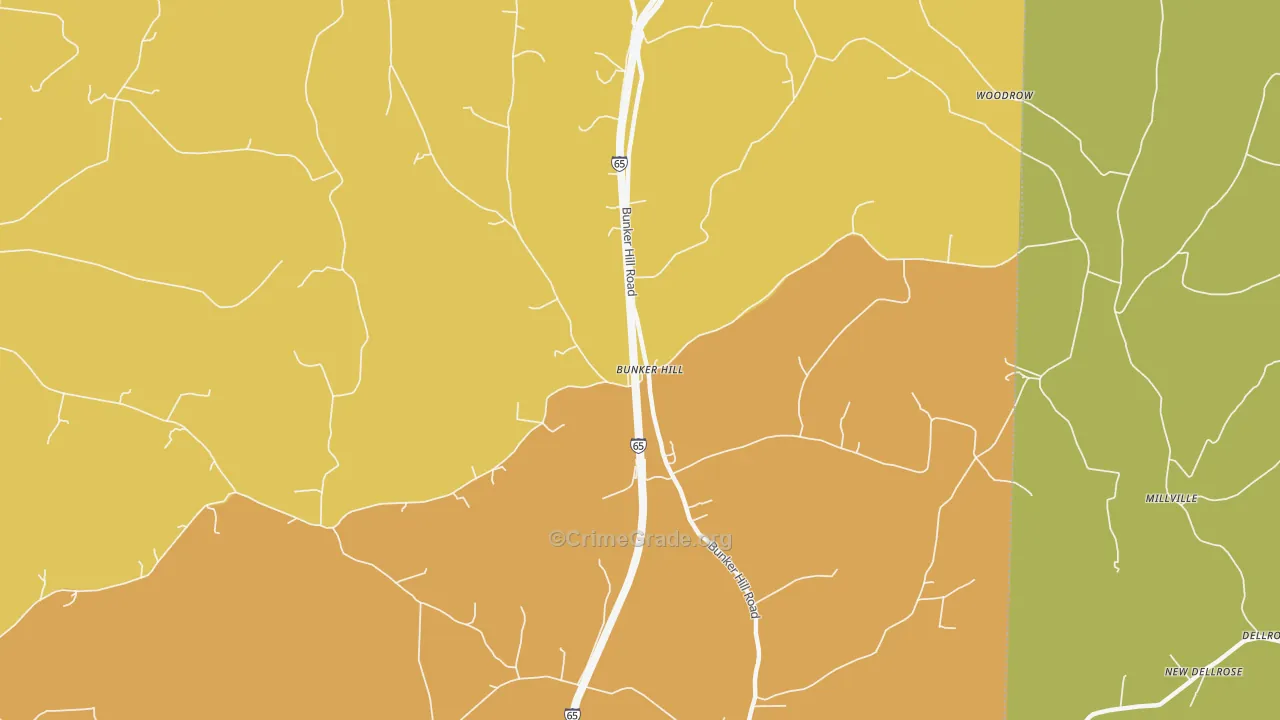 Bunker Hill, TN Map of Vandalism Rates