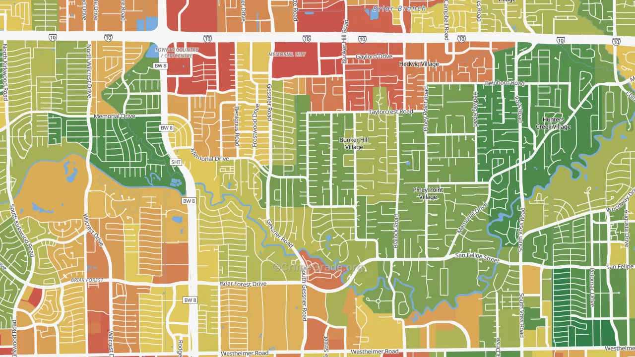Bunker Hill Village, TX Map of Vandalism Rates