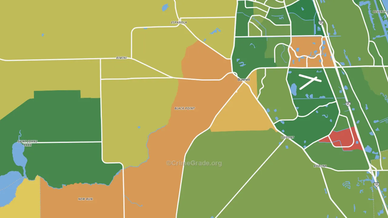 Bunnell, FL Map of Vandalism Rates