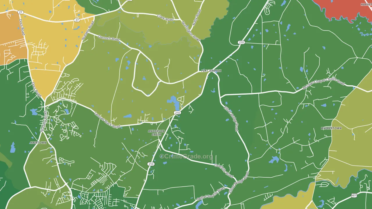 Bunnlevel, NC Map of Vandalism Rates