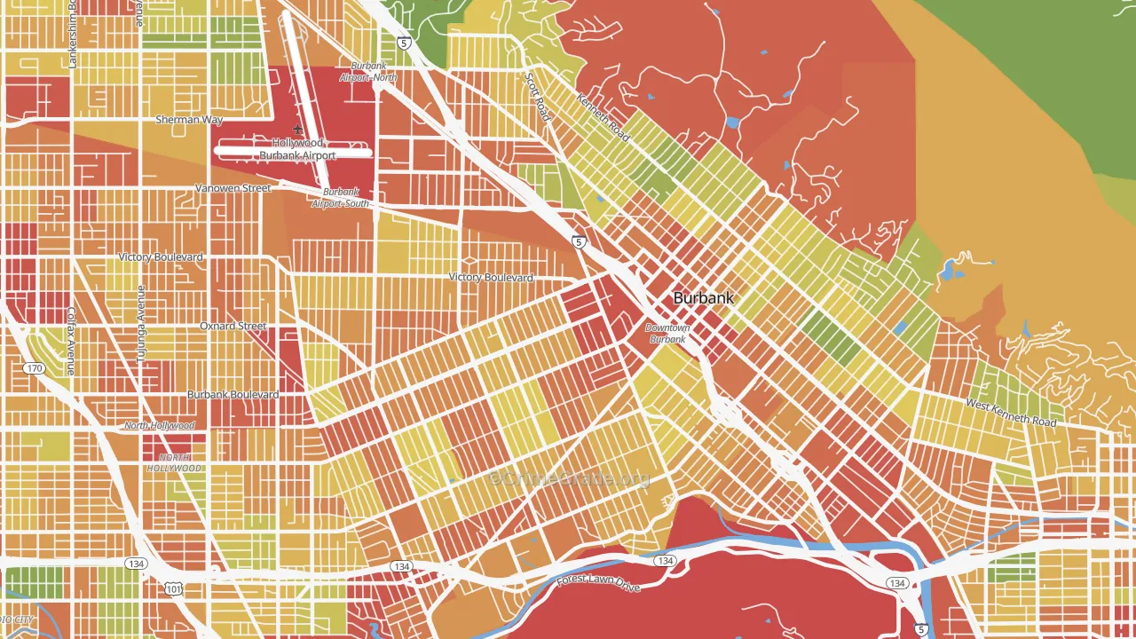 Burbank, CA Map of Vandalism Rates
