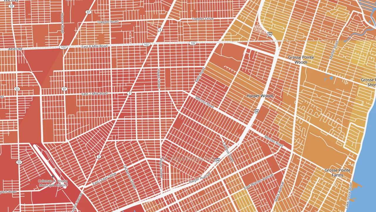 Burbank, Detroit, MI Map of Vandalism Rates
