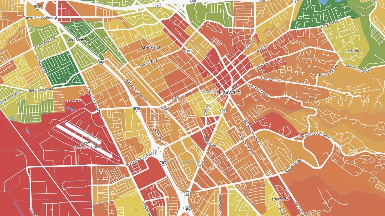 Burbank-Hayward, Hayward, CA Map of Vandalism Rates