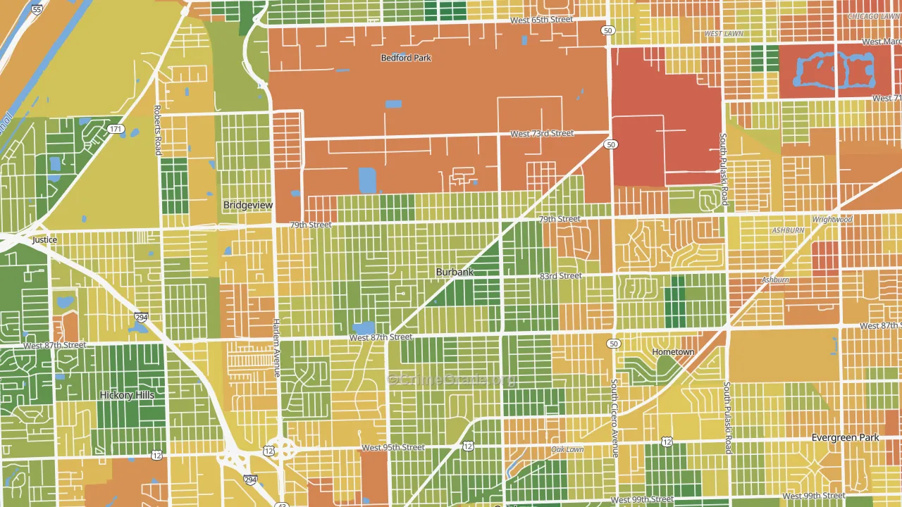 Burbank, IL Map of Vandalism Rates