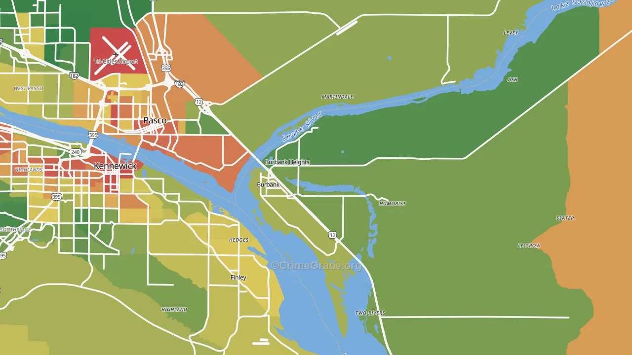 Burbank, WA Map of Vandalism Rates