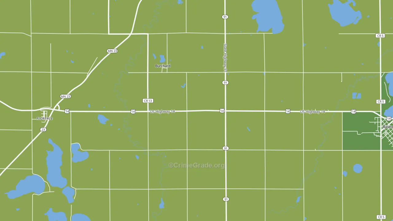 Burchard, MN Map of Vandalism Rates