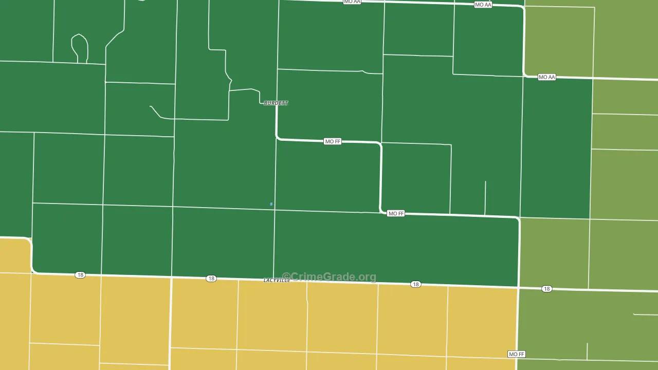 Burdett, MO Map of Vandalism Rates