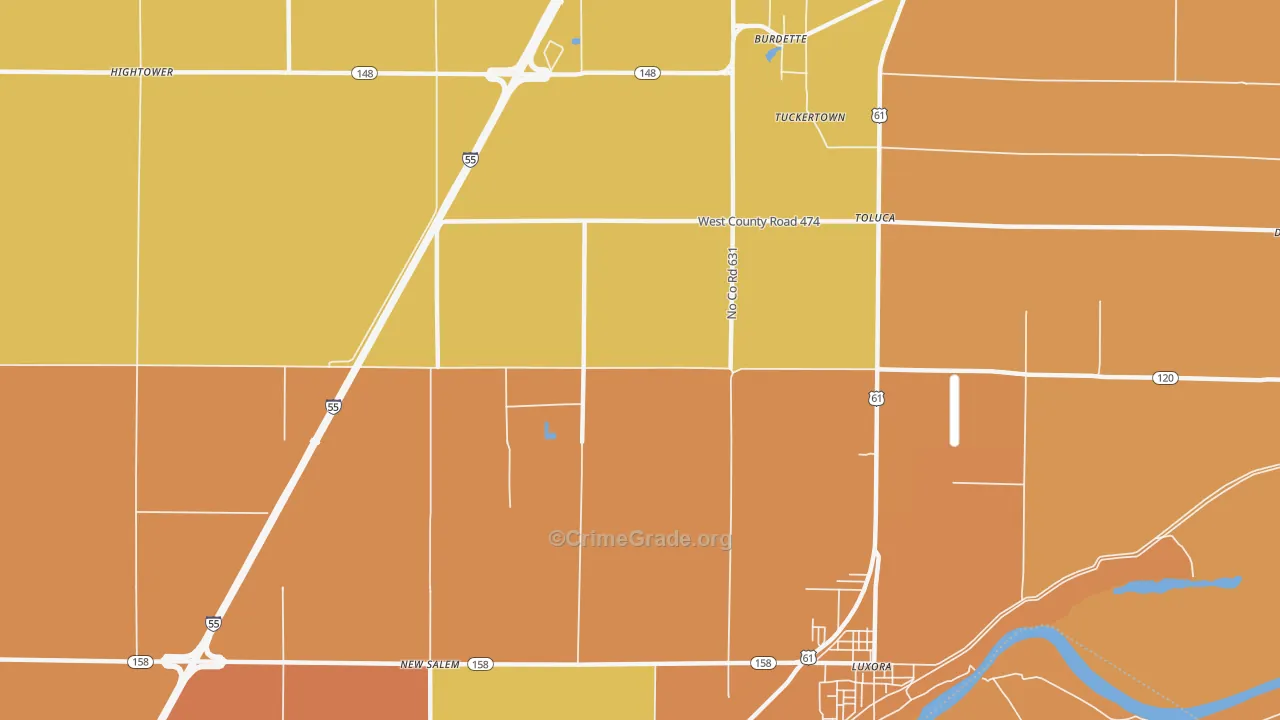 Burdette, AR Map of Vandalism Rates