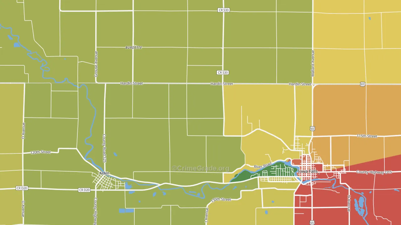 Burdette, IA Map of Vandalism Rates