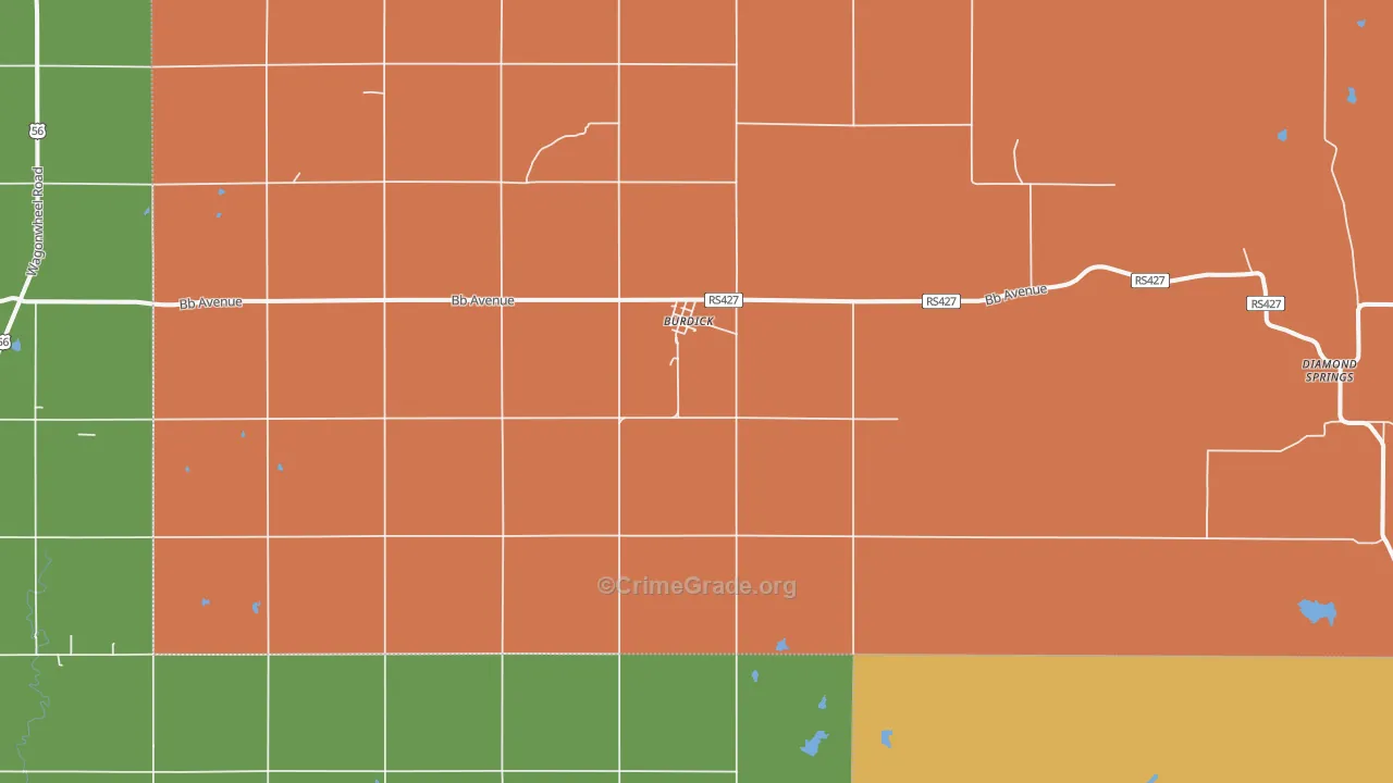 Burdick, KS Map of Vandalism Rates